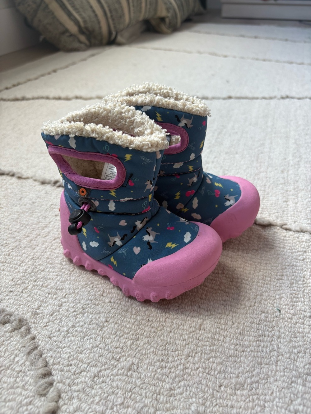 BOGS | Winter Boots - Pink & Blue - Cozy Fleece Lining - EUC